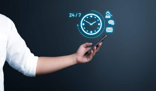 Call,Center,Support,Holding,Phone,With,24-7,Icon,For,Worldwide 24/7 all day